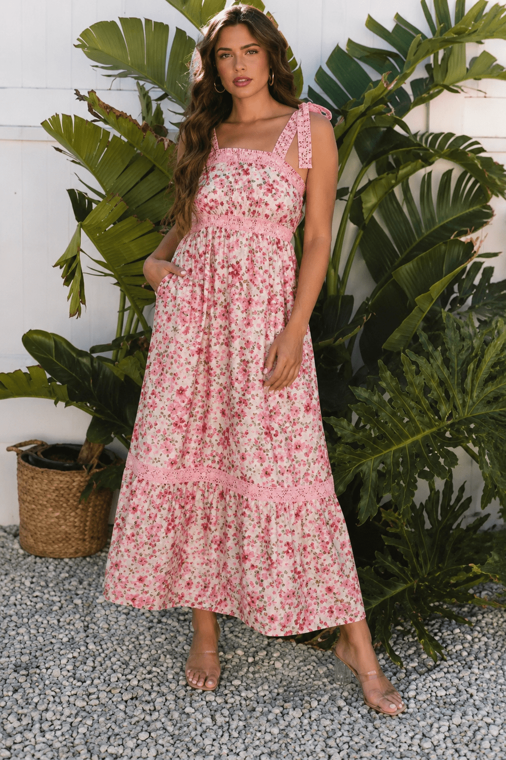 Rosalie Floral Lace Tiered Maxi Dress – Bella Blossom Boutique
