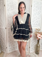 Rustic Bloom Boho Lace Tassel Mini Dress | Embroidered Festival Style - Bella Blossom Boutique