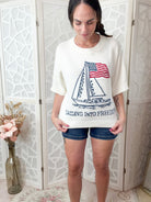 Sailing Into Freedom | USA Patriotic Jacquard Relaxed Sweater - Bella Blossom Boutique