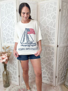 Sailing Into Freedom | USA Patriotic Jacquard Relaxed Sweater - Bella Blossom Boutique