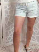 Salt Wash Grommet Tie-Waist Denim Shorts - Bella Blossom Boutique
