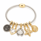Saltwater Charm Bangle: Coastal Gold Beach Bracelet - Bella Blossom Boutique