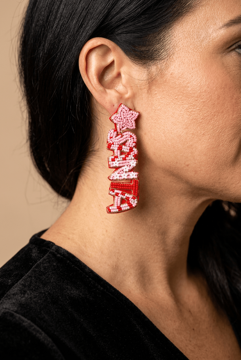 Santa Baby Beaded Statement Earrings | Festive Christmas Holiday Jewelry - Bella Blossom Boutique