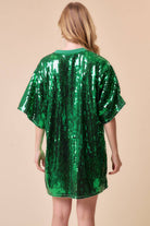 Santa Baby Sequin Oversized Holiday Party T-Shirt Dress- Green & Red - Bella Blossom Boutique