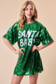 Santa Baby Sequin Oversized Holiday Party T-Shirt Dress- Green & Red - Bella Blossom Boutique