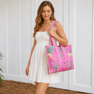 Savannah Chic: Quilted Pink Leopard Statement Tote Bag - Bella Blossom Boutique