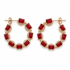 Scarlet Elegance: Red & Gold Crystal Statement Stud Earrings - Bella Blossom Boutique