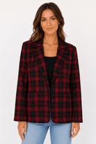 Scarlet Tartan Festive Tailored Blazer - Bella Blossom Boutique
