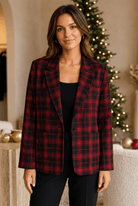 Scarlet Tartan Festive Tailored Blazer - Bella Blossom Boutique