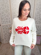 Sea of Lobsters Nautical Knit Sweater – Breathable Cotton-Blend - Bella Blossom Boutique