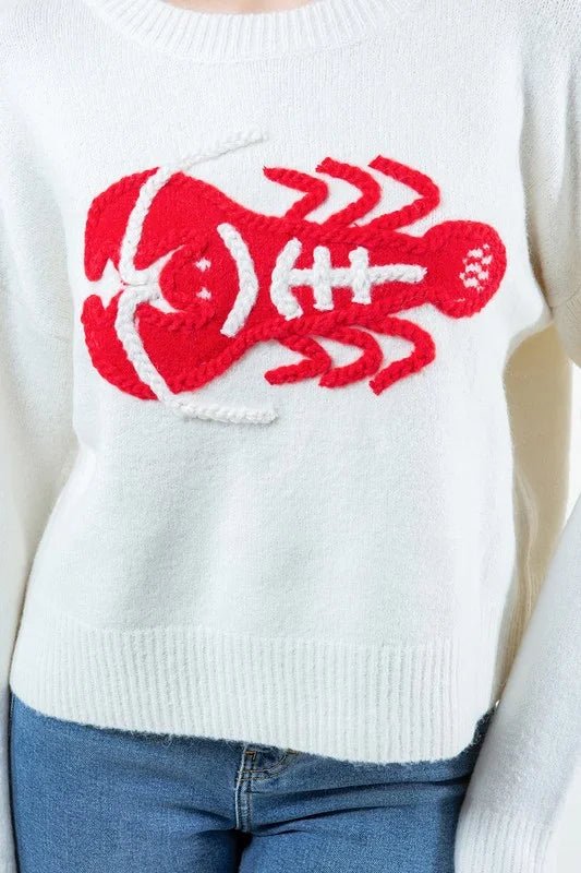 Sea of Lobsters Nautical Knit Sweater – Breathable Cotton - Blend Beachwear - Bella Blossom Boutique