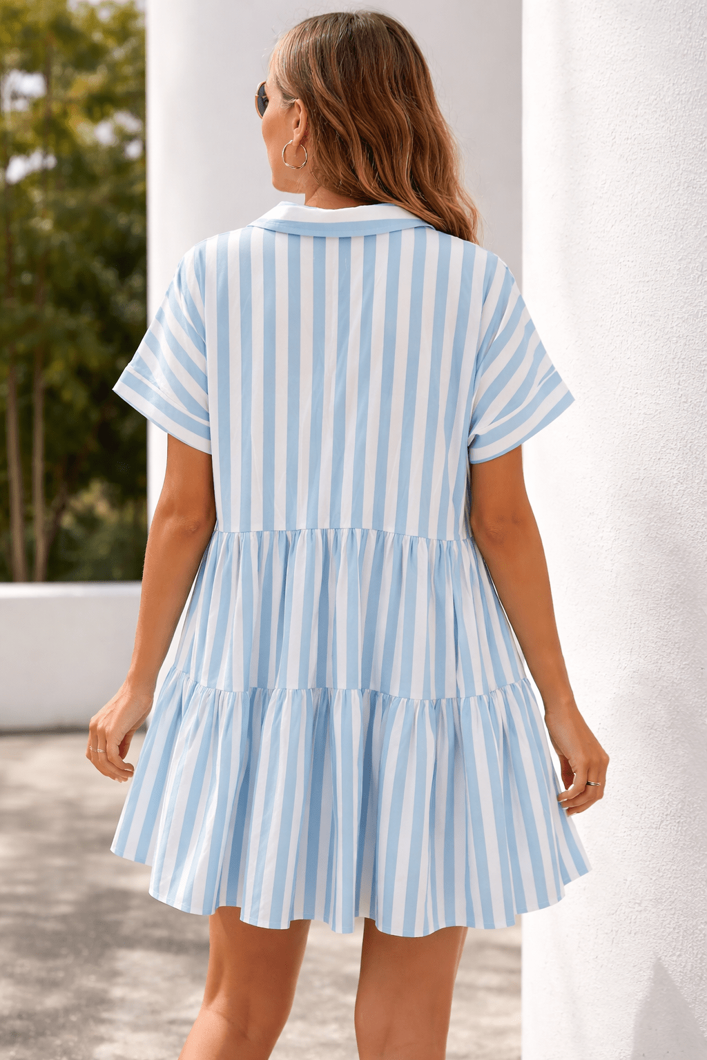 Seashell Button Coastal Striped Sundress - Bella Blossom Boutique