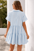 Seashell Button Coastal Striped Sundress - Bella Blossom Boutique