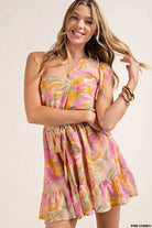 Seraphina Ruffle One - Shoulder Chiffon Mini Dress - Bella Blossom Boutique