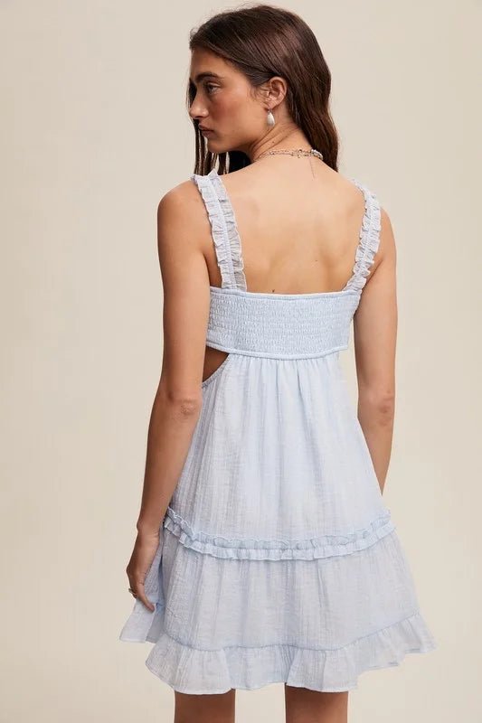 Seraphina Ruffled Bloom Cut - Out Mini Dress - Bella Blossom Boutique