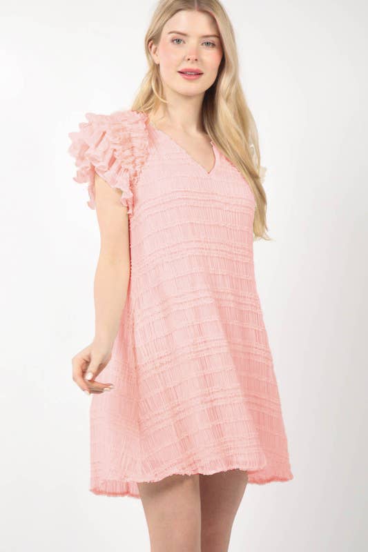 Seraphina Textured Ruffle Sleeve Mini Dress - Bella Blossom Boutique