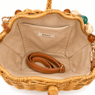 Shelie Gems Shell - Shaped Rattan Crossbody Bag with Gemstone Handle - Bella Blossom Boutique