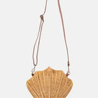 Shelie Gems Shell - Shaped Rattan Crossbody Bag with Gemstone Handle - Bella Blossom Boutique