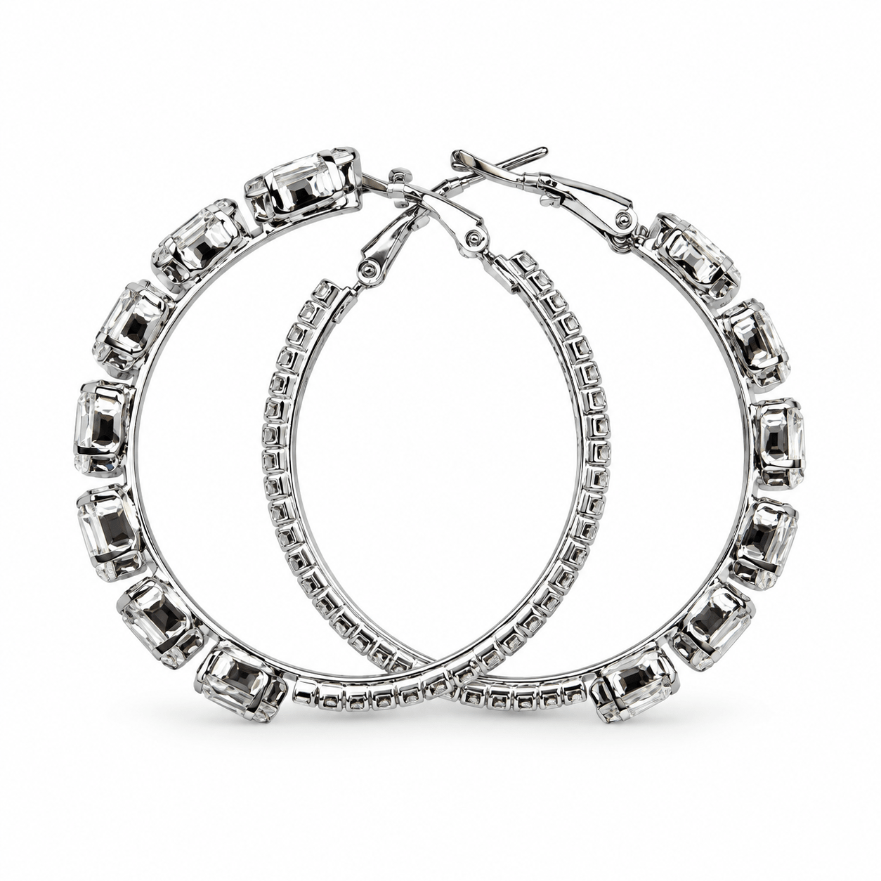 Shimmering Oval Rhinestone Hoops - Bella Blossom Boutique