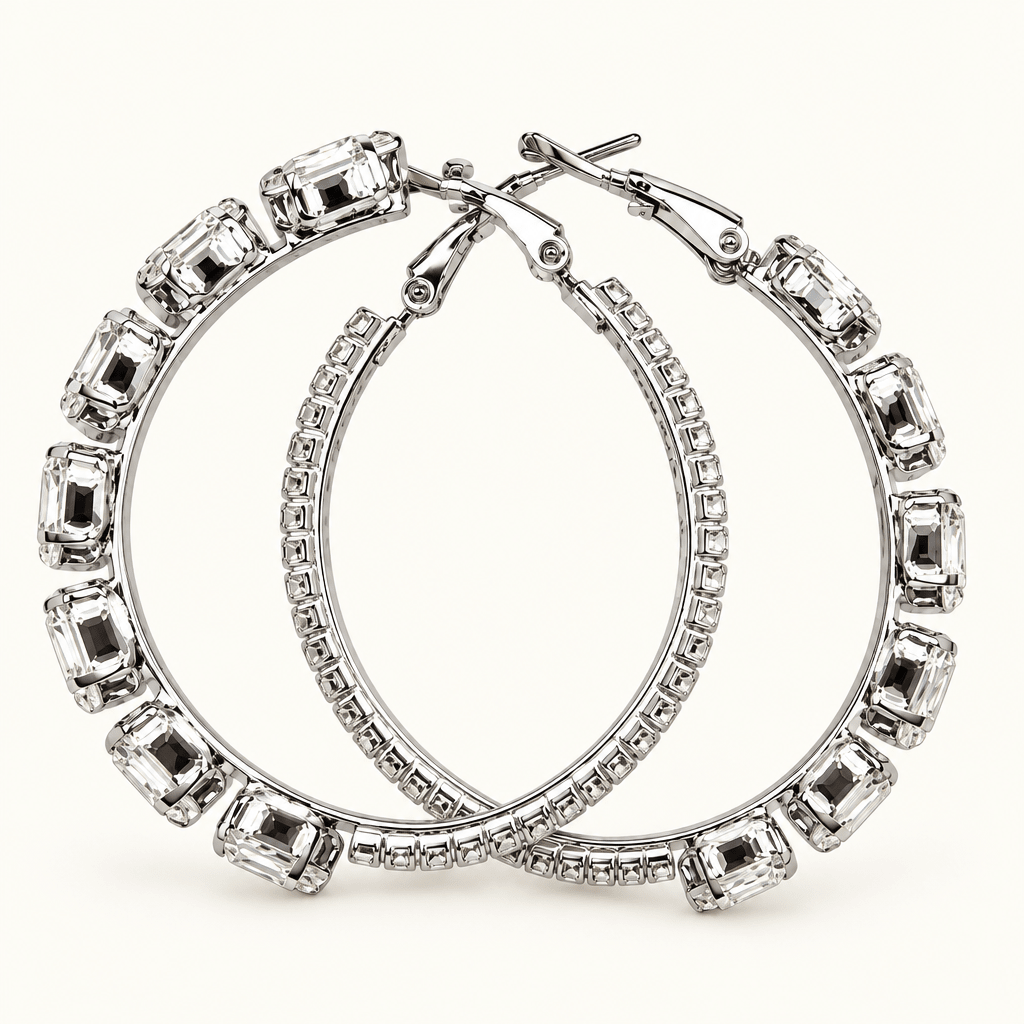 Shimmering Oval Rhinestone Hoops - Bella Blossom Boutique