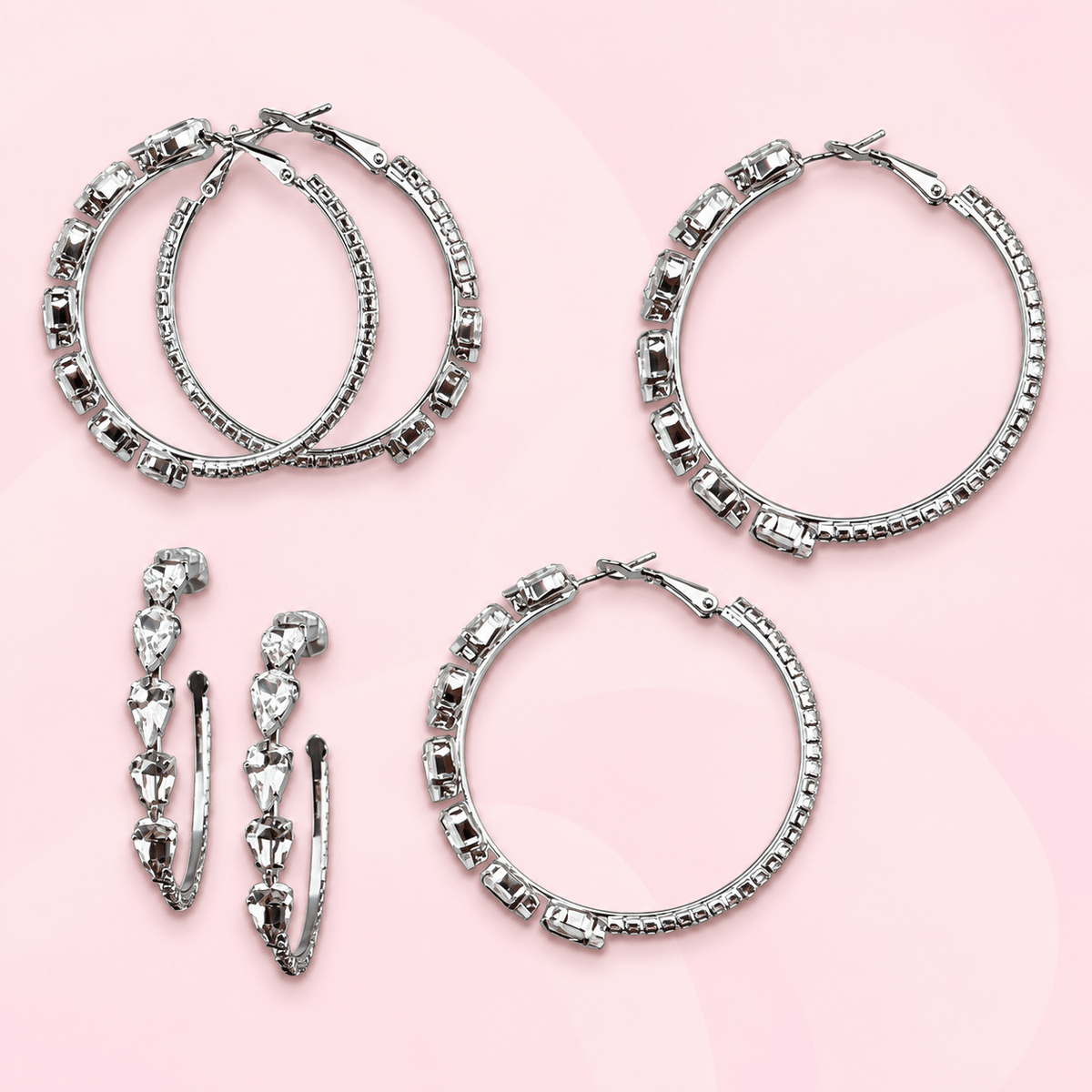 Shimmering Oval Rhinestone Hoops - Bella Blossom Boutique