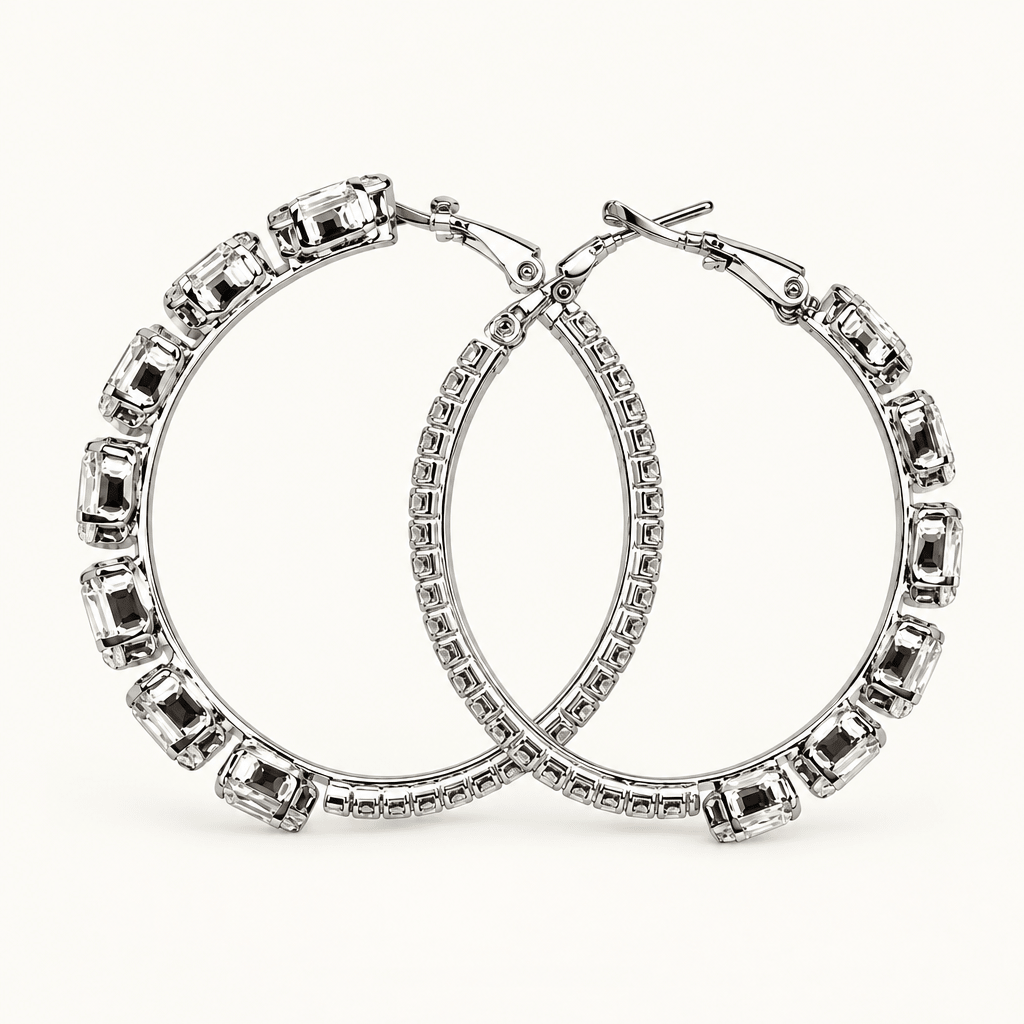 Shimmering Oval Rhinestone Hoops - Bella Blossom Boutique
