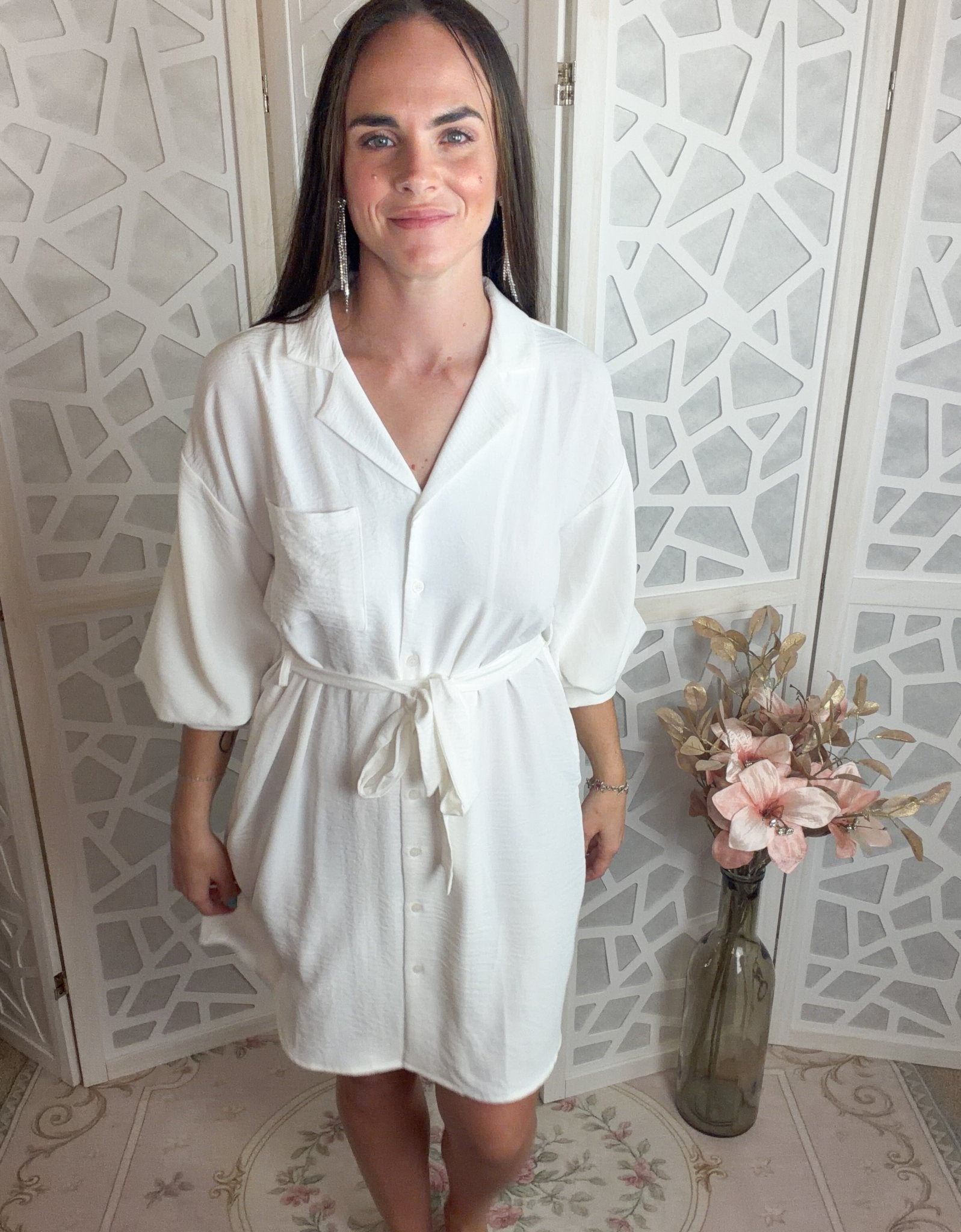 Sienna Belted Shirt Dress – Versatile Button - Down with Pockets - Bella Blossom Boutique