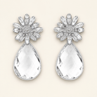 Silver Flower Teardrop Earrings - Bella Blossom Boutique