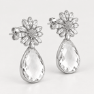 Silver Flower Teardrop Earrings - Bella Blossom Boutique