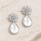 Silver Flower Teardrop Earrings - Bella Blossom Boutique