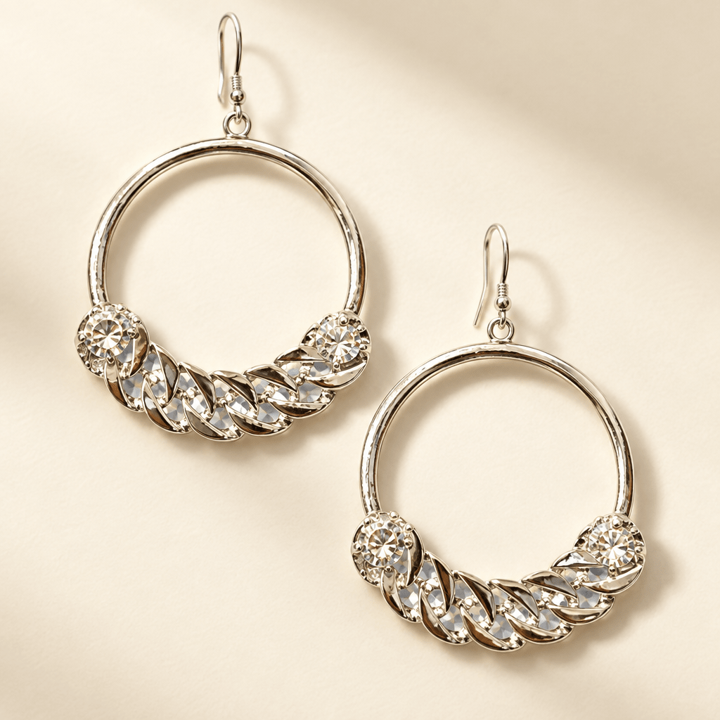 Silver Rhinestone Curb Chain Earrings - Bella Blossom Boutique