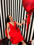 Siren Side - Cutout Maxi Dress – Elegant Red Evening Gown - Bella Blossom Boutique