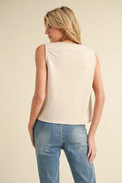 Sleeveless Tie - Front V - Neck Blouse – Elegant Triple Bow Detail Top - Bella Blossom Boutique