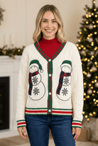 Snowman Patch Cardigan - Bella Blossom Boutique