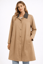 Sophisticated Houndstooth Collar Tailored Trench Coat - Bella Blossom Boutique