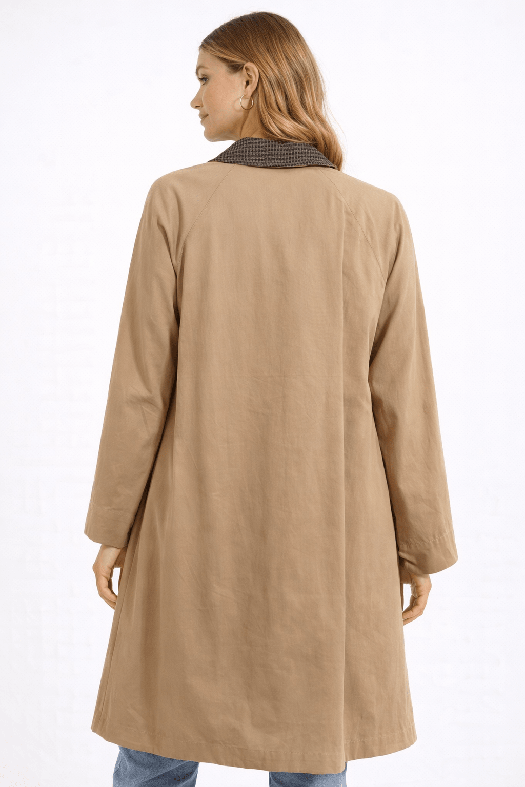 Sophisticated Houndstooth Collar Tailored Trench Coat - Bella Blossom Boutique