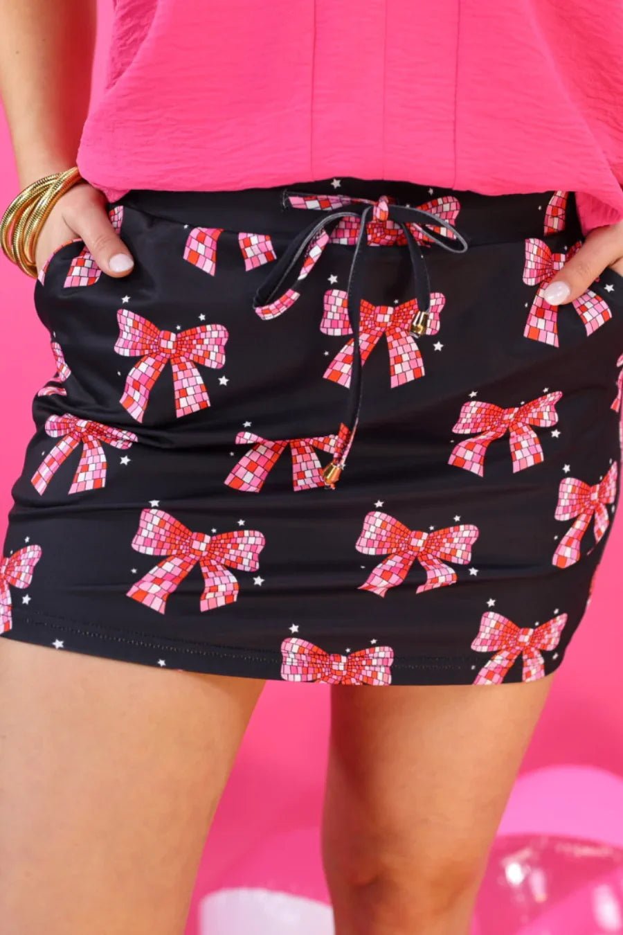 Sparkle Bow Disco Skort – Chic Party Mini Skort - Bella Blossom Boutique
