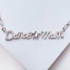 Sparkling "Dance Mom" Pavé Script Necklace – Silver Star Edition - Bella Blossom Boutique