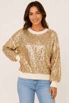 Sparkling Gold Sequin "Merry Christmas" Holiday Party Sweater - Bella Blossom Boutique