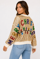 Sparkling Gold Sequin "Merry Christmas" Holiday Party Sweater - Bella Blossom Boutique