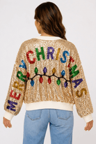 Sparkling Gold Sequin "Merry Christmas" Holiday Party Sweater - Bella Blossom Boutique