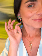 Sparkling Island Palm Tree Earrings – Tropical Vacation Jewelry - Bella Blossom Boutique