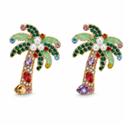 Sparkling Island Palm Tree Earrings – Tropical Vacation Jewelry - Bella Blossom Boutique