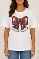 Sparkling Santa Bow Sequin Festive Christmas Tee - Bella Blossom Boutique