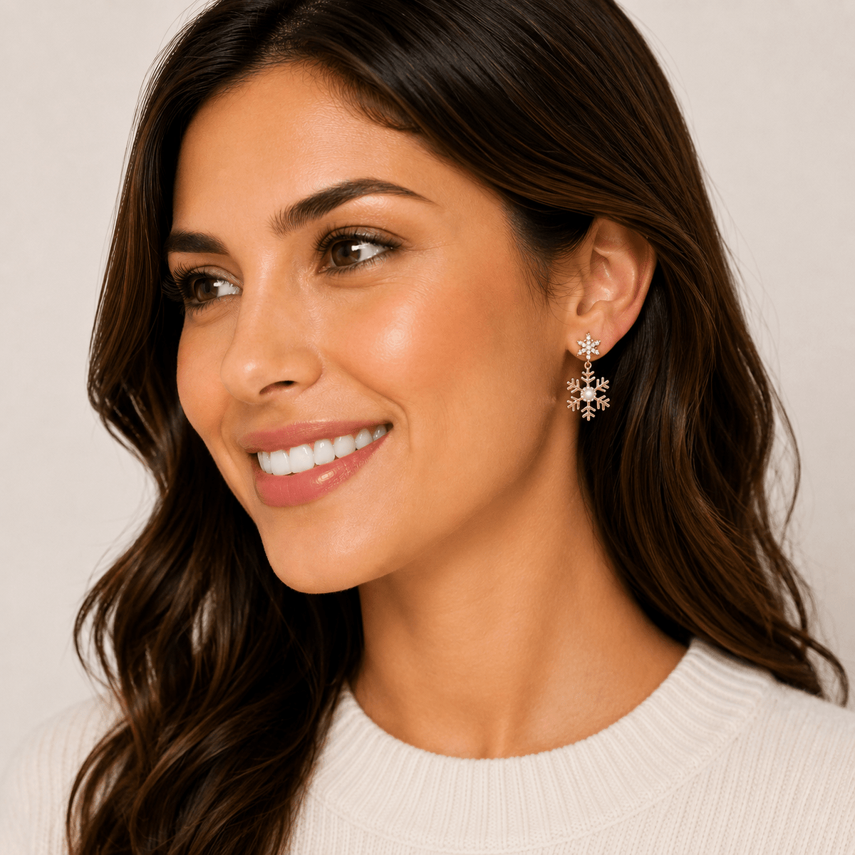 Sparkling Winter Snowflake Dangle Earrings | Festive Holiday Jewelry - Bella Blossom Boutique