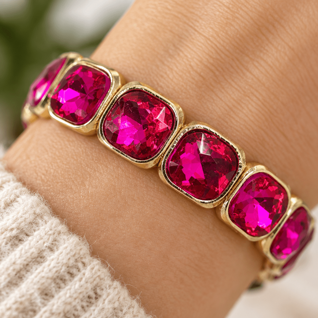 Square Rhinestone Bracelet - Bella Blossom Boutique