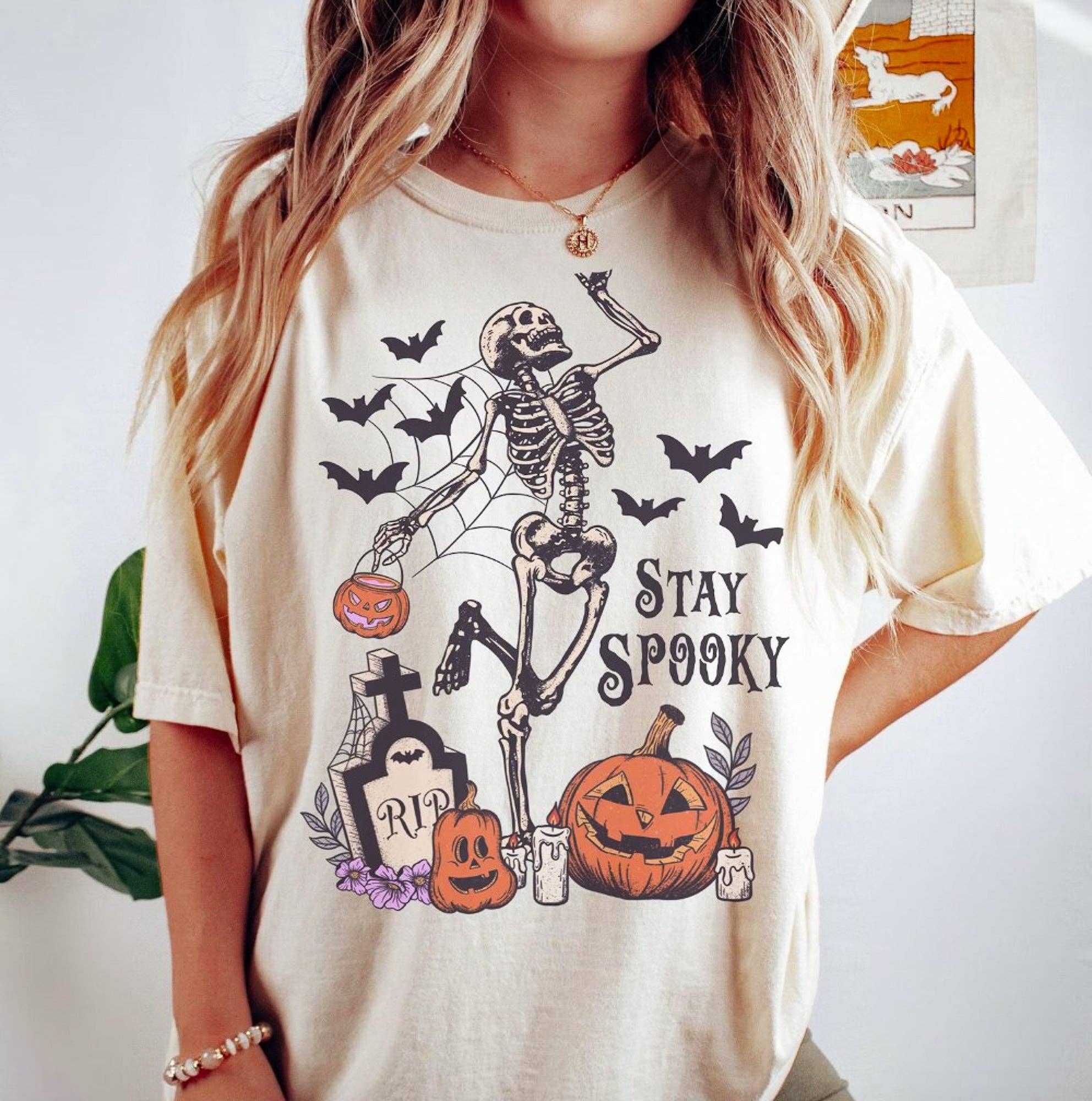 Stay Spooky Dancing Skeleton T-Shirt or Crew Sweatshirt - Bella Blossom Boutique