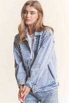 Stellar Sparkle: Rhinestone Fringe Studded Denim Jacket - Bella Blossom Boutique