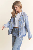 Stellar Sparkle: Rhinestone Fringe Studded Denim Jacket - Bella Blossom Boutique