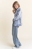 Stellar Sparkle: Rhinestone Fringe Studded Denim Jacket - Bella Blossom Boutique